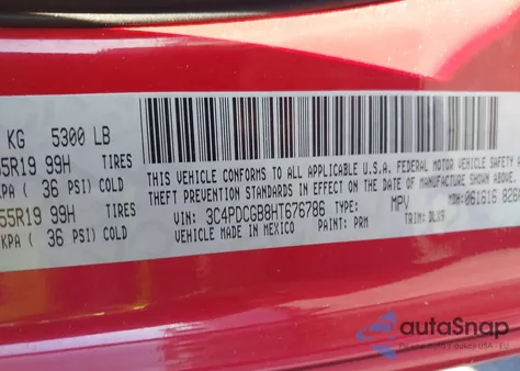 2017 Dodge Journey Crossroad Plus from USA, damaged, VIN 3C4PDCGB8HT676786